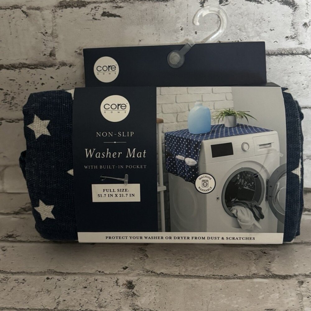 Core Home Non-slip Navy Blue Washer Mat Full Size 51.7” X 21.7” NWT